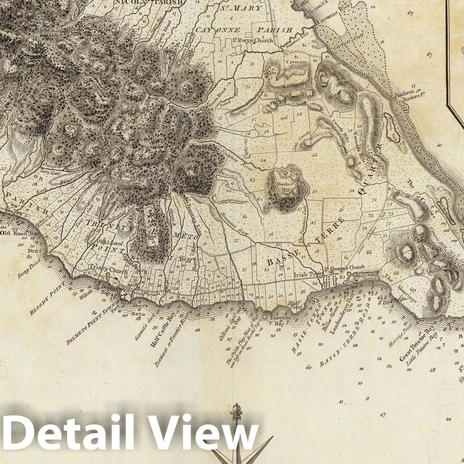Saint Christopher and Nevis - Nautical Chart, 1775 - Historical Map Print