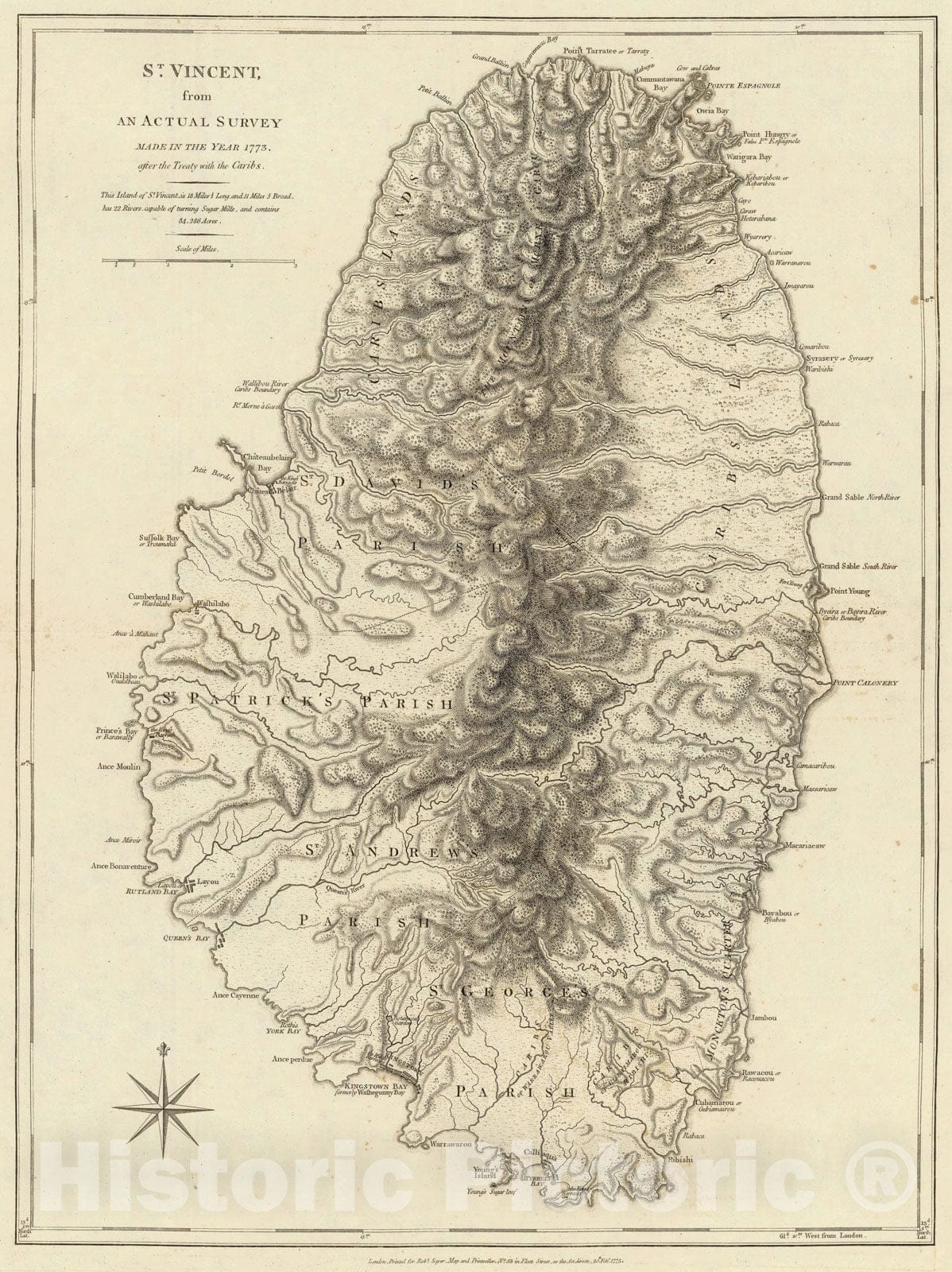 Historic Map - 1775 St. Vincent, Atlas - Vintage Wall Art