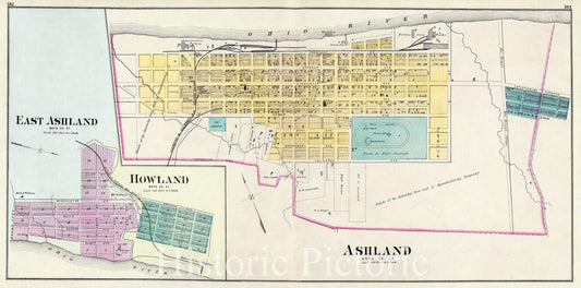 Ashland and East Ashland, Boyd County, Kentucky - River Map, 1877