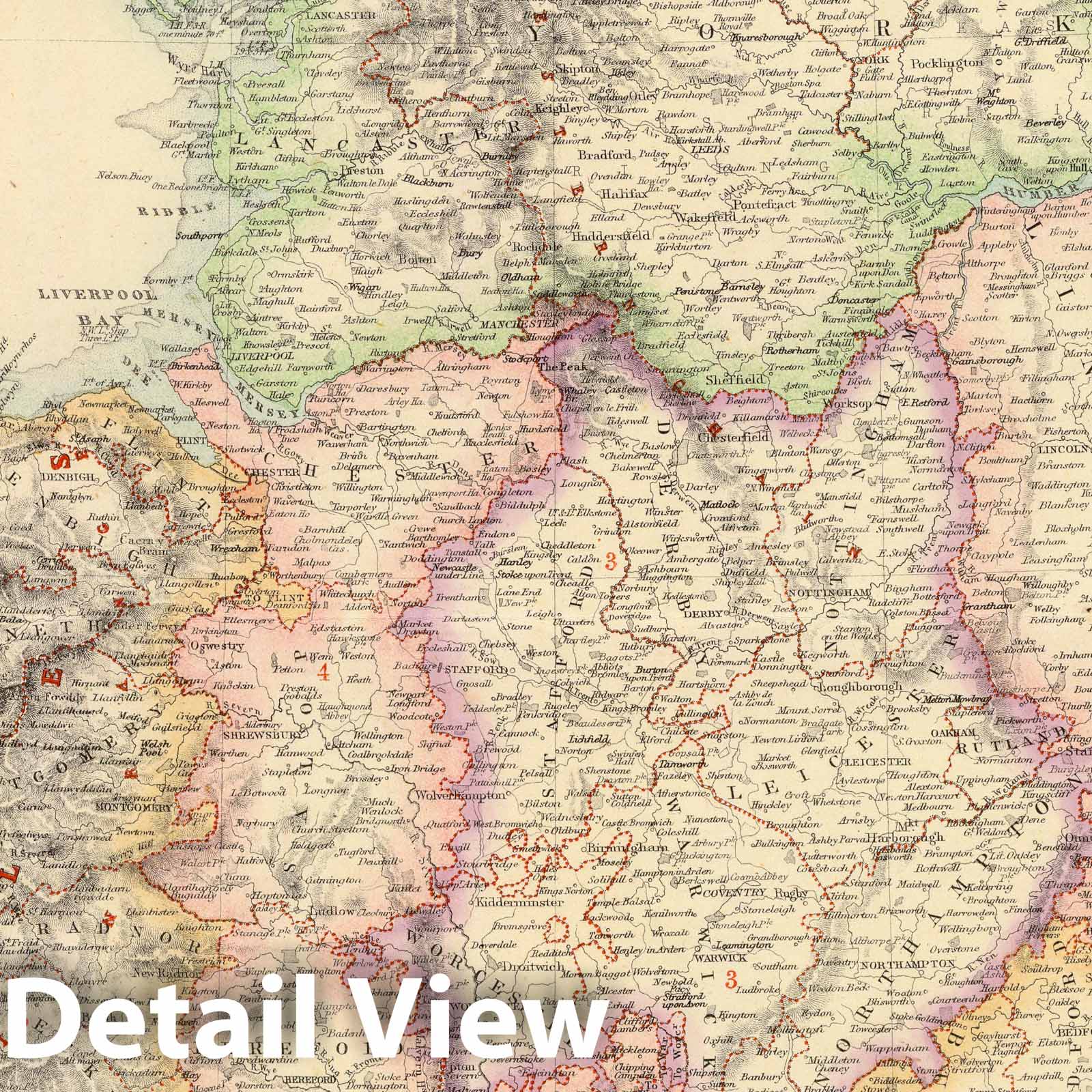 England and Wales, 1872 - Historical Map Print