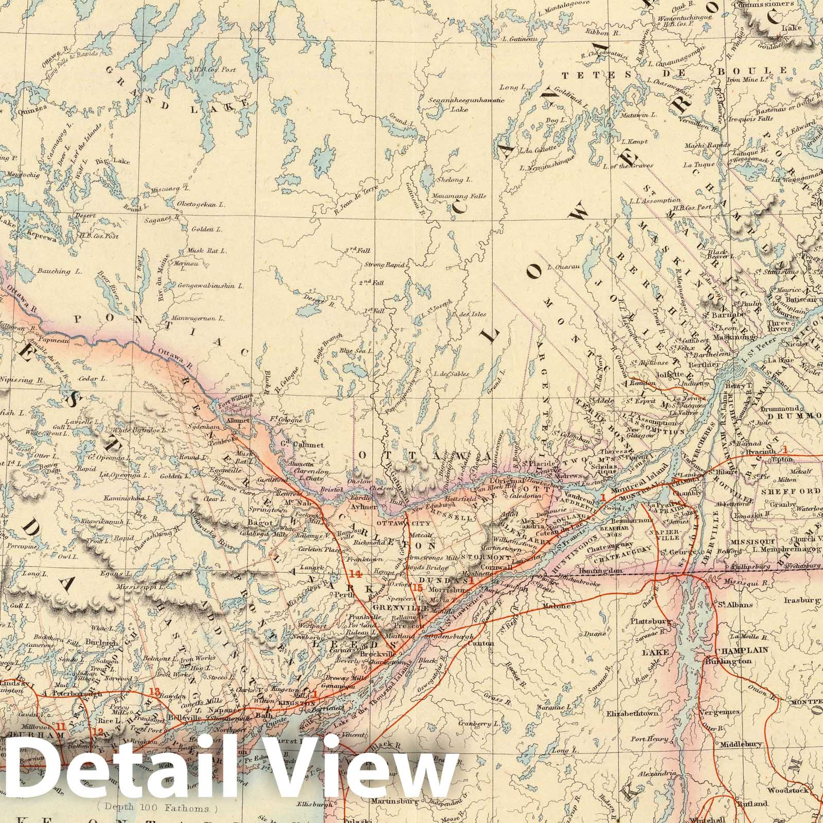 Canada - Railroad Map, 1872 - Historical Map Print