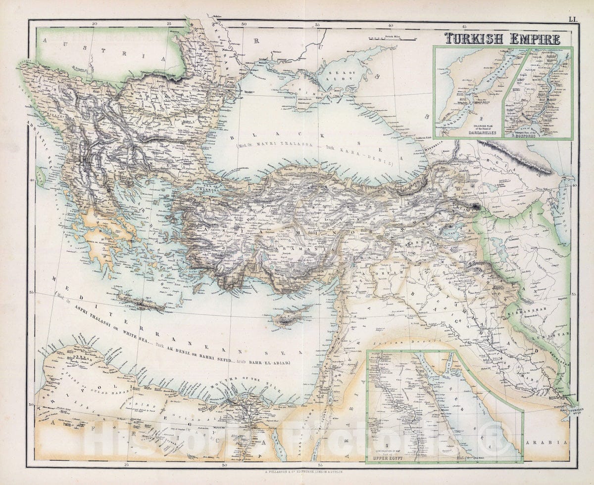 Historic Map : 1872 Turkish Empire. - Vintage Wall Art