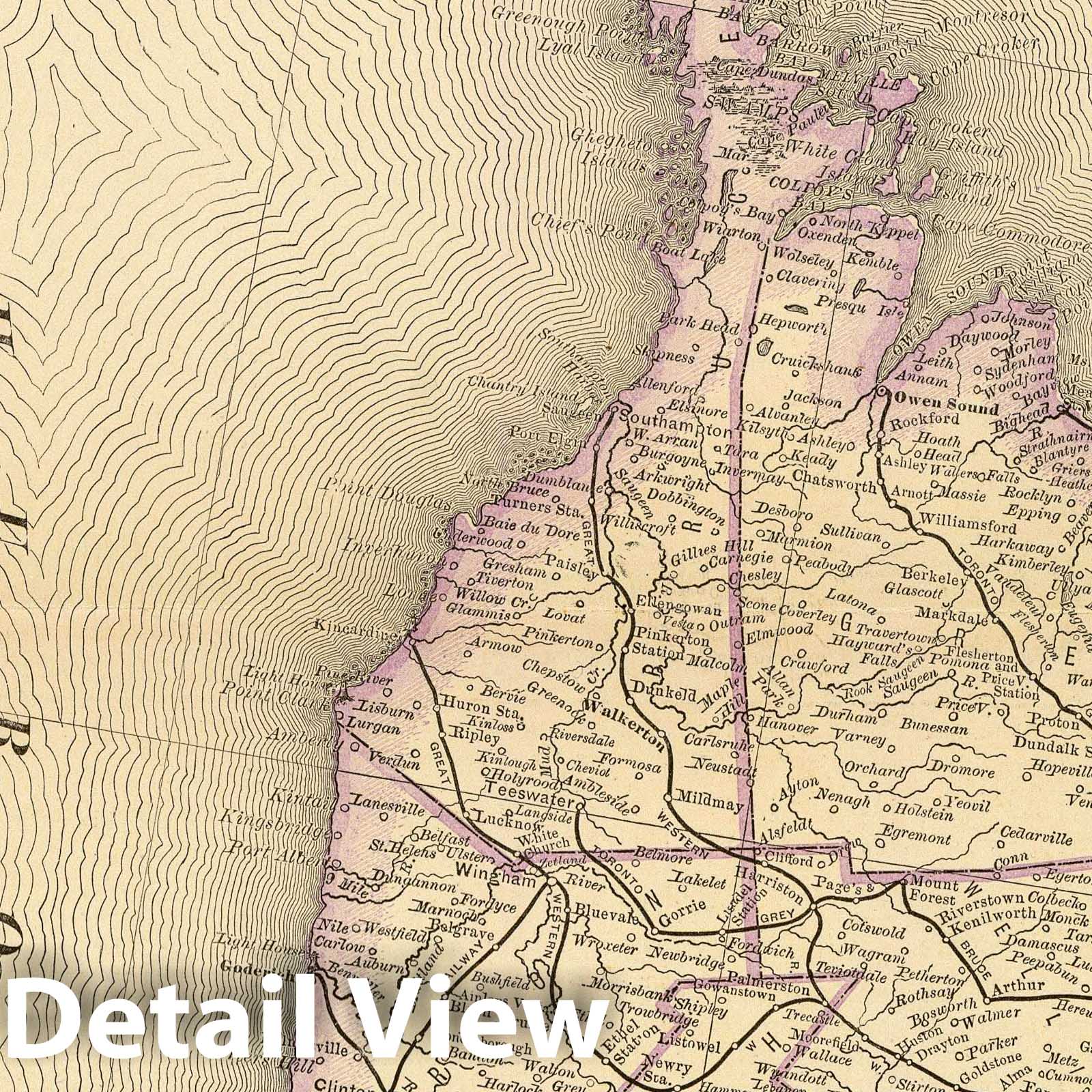 Ontario - Railroad Map, 1879 - Rand McNally Business Atlas