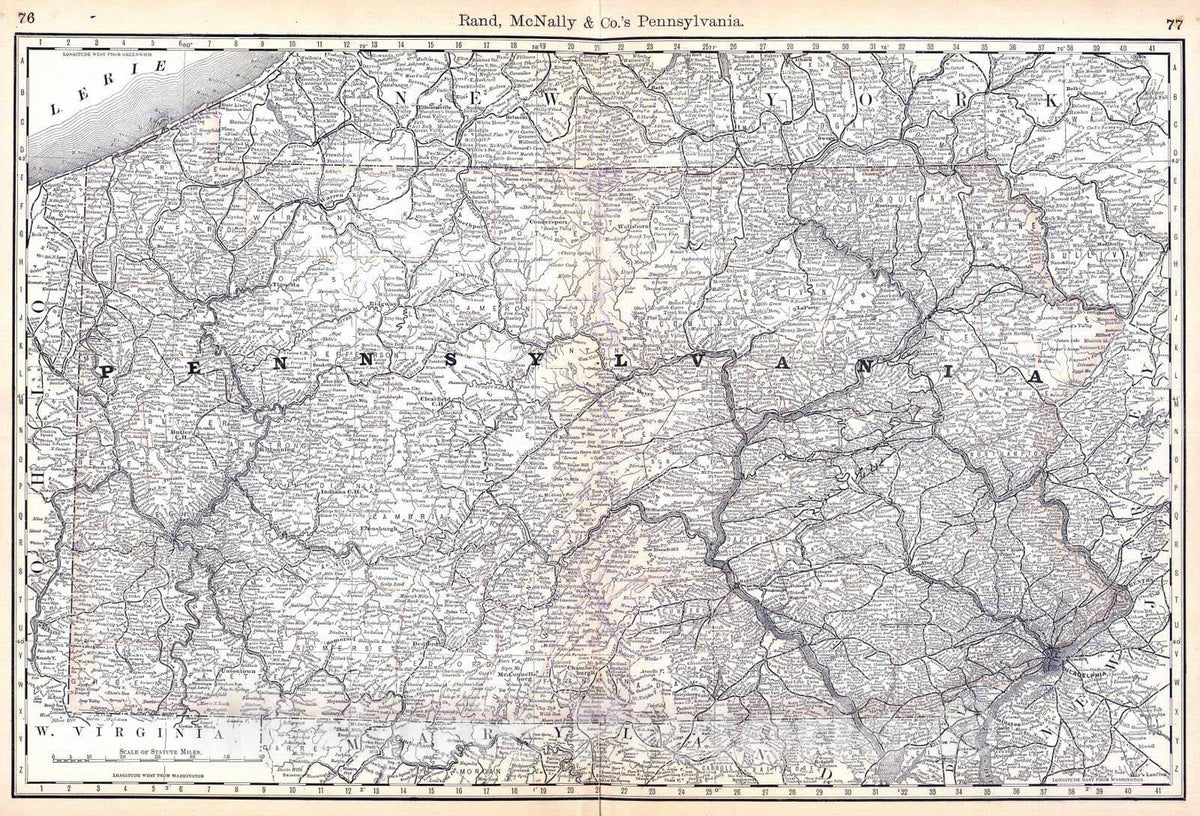 Historic Map : National Atlas - 1879 Pennsylvania. - Vintage Wall Art