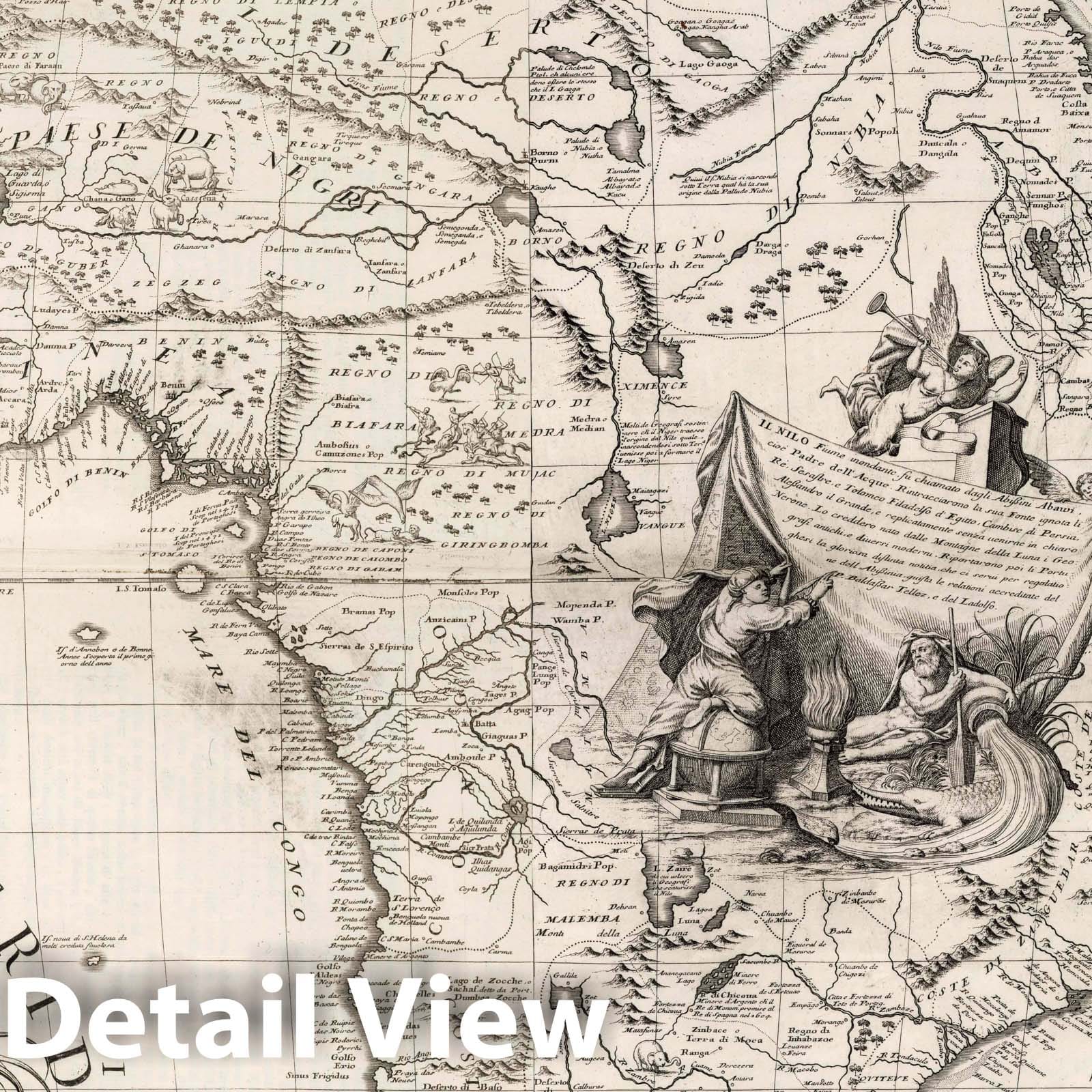 Africa - River Map, 1693 - Historical Map Print