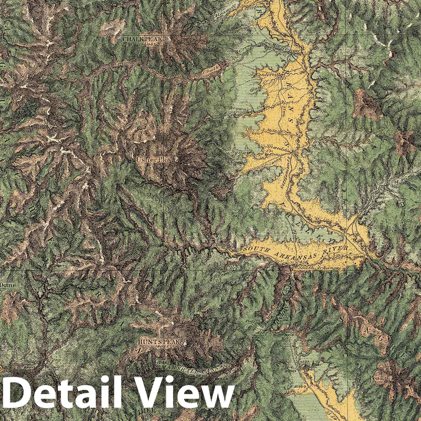 Central Colorado - Geologic Map, 1876 - Historical Map Print