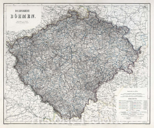 Historic Map : 1875 Kingdom of Bohemia, Czech Republic. - Vintage Wall Art
