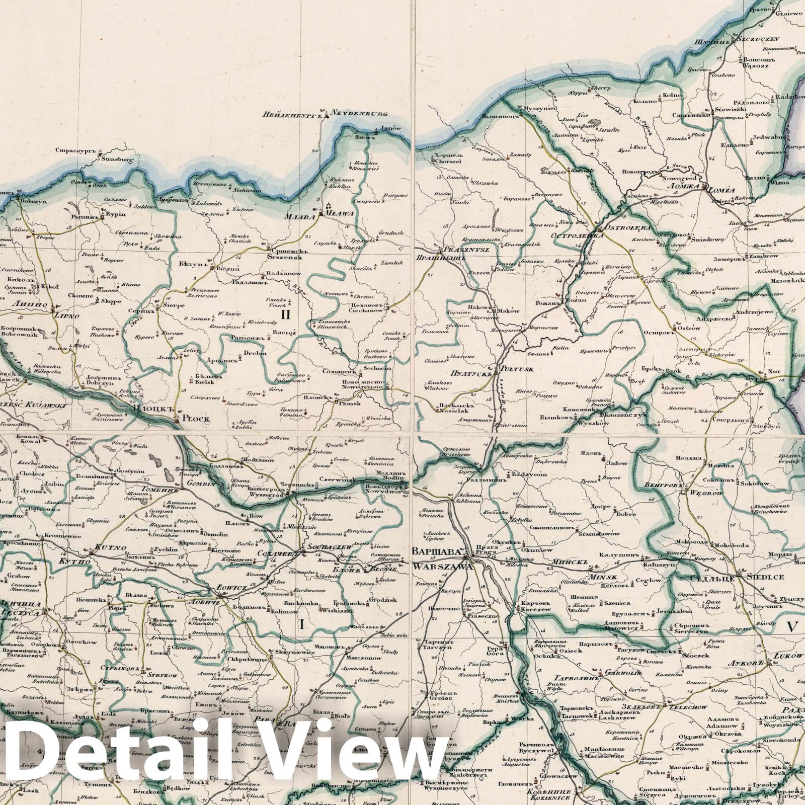 Kingdom of Poland - Road Map, 1829 - Historical Map Print