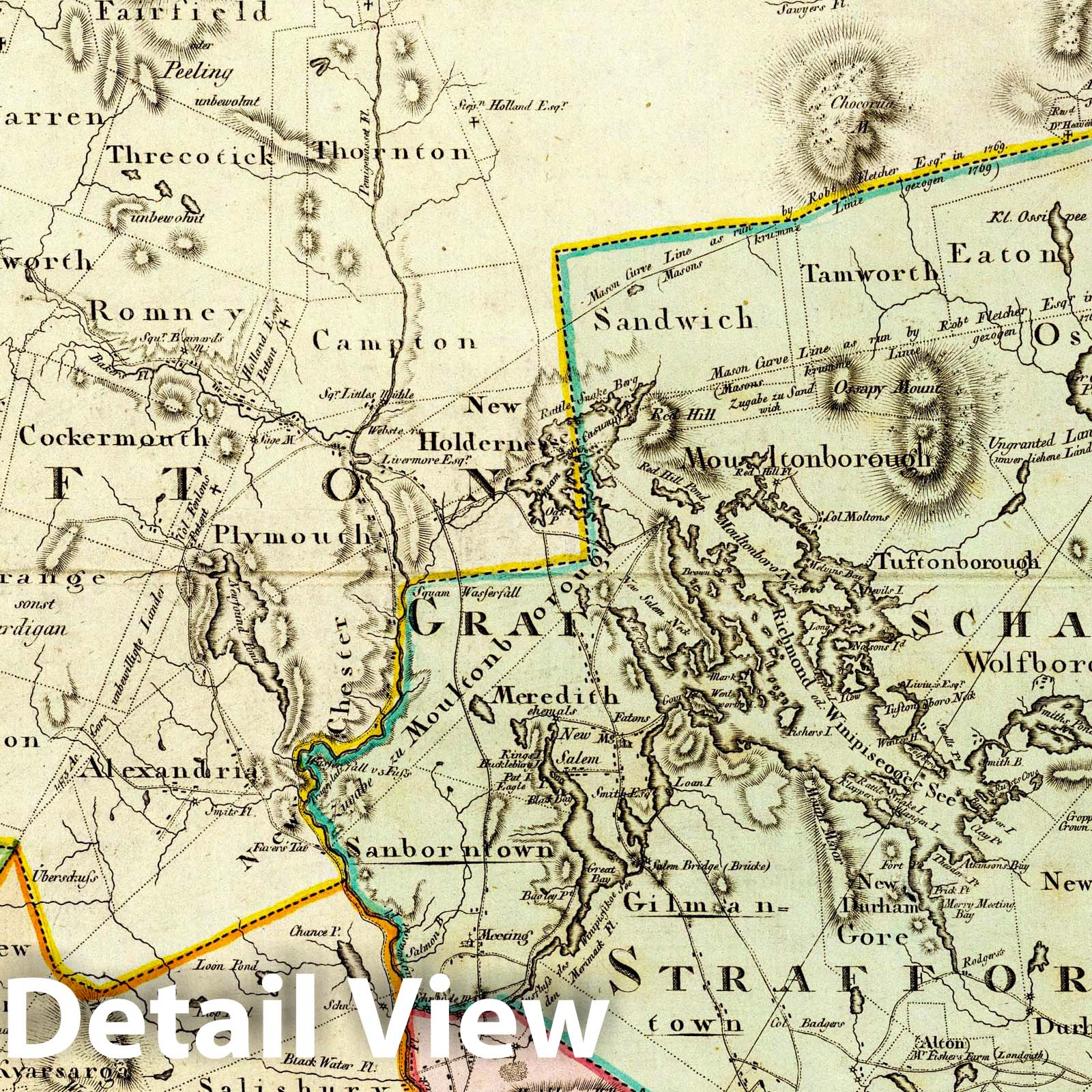 New Hampshire - Road Map, 1796 - Sotzmann Atlas Print