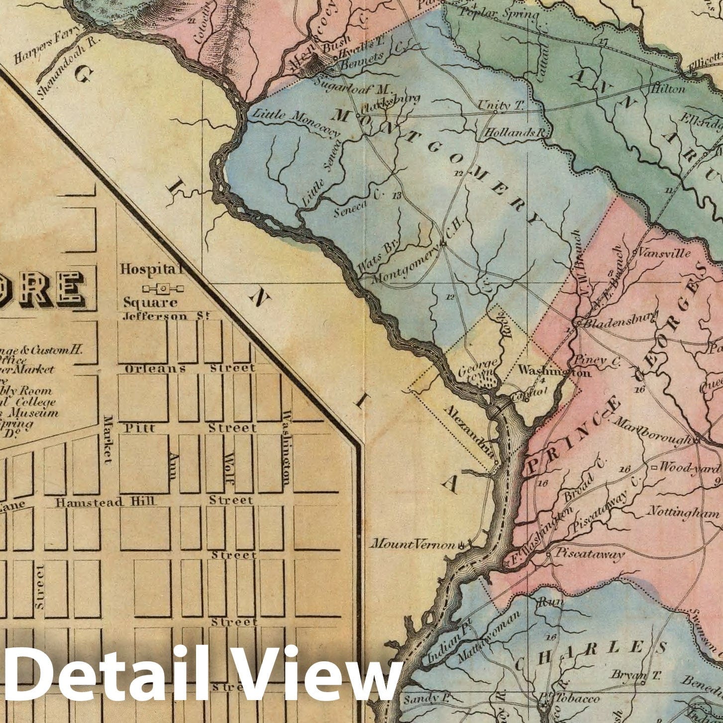 Maryland with Baltimore Inset - River Map, 1823 - Historical Map Print
