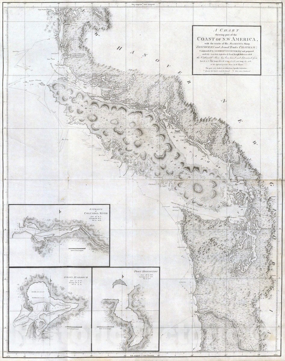 Historic Map : 1798 The Coast of N.W. America. v4 - Vintage Wall Art