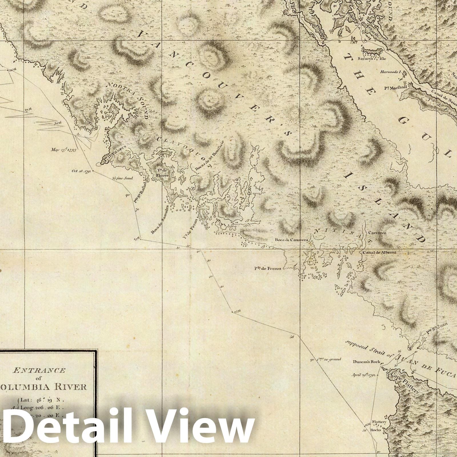 Northwest Coast of America - Nautical Chart, 1798 - Historical Map Print