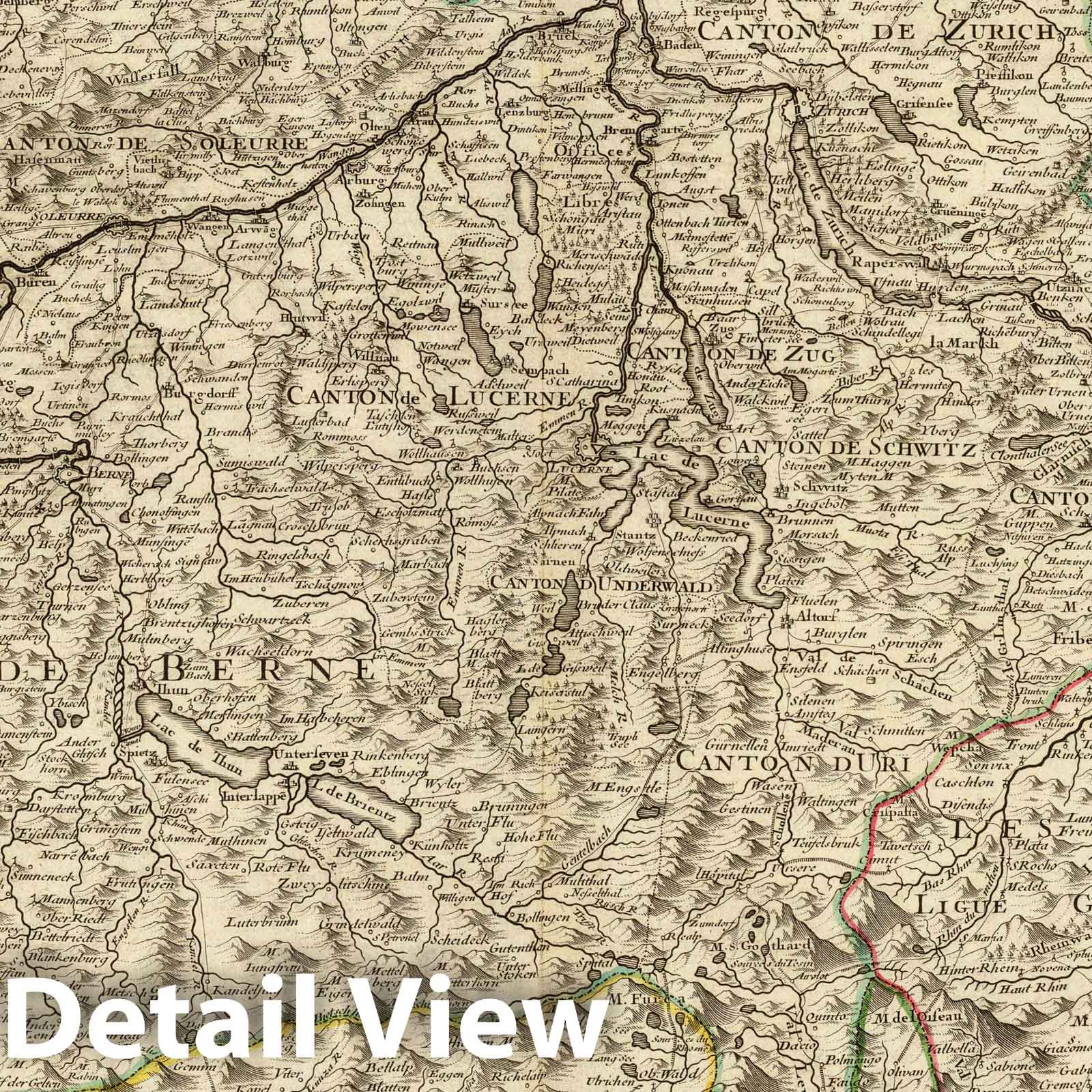 Carte de Suisse 1713 - Guillaume de l'Isle Historical Map Print