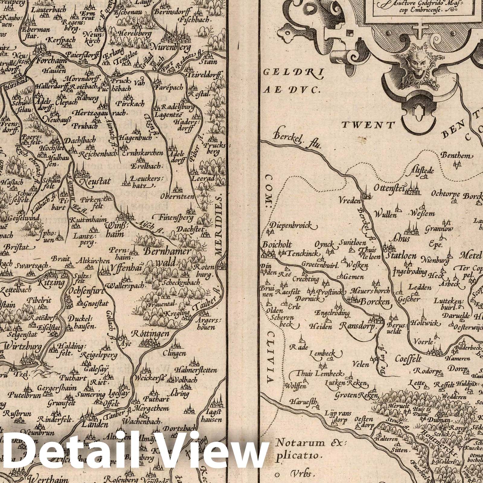 Eastern France and the Bishoprics of Munster and Osnabruck, 1570 - Historical Map Print