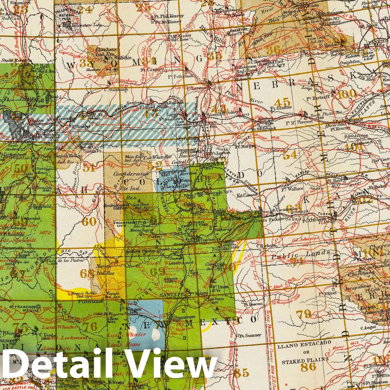 Wheeler Survey: Western United States - Geologic Map, 1882 - Historical Map Print