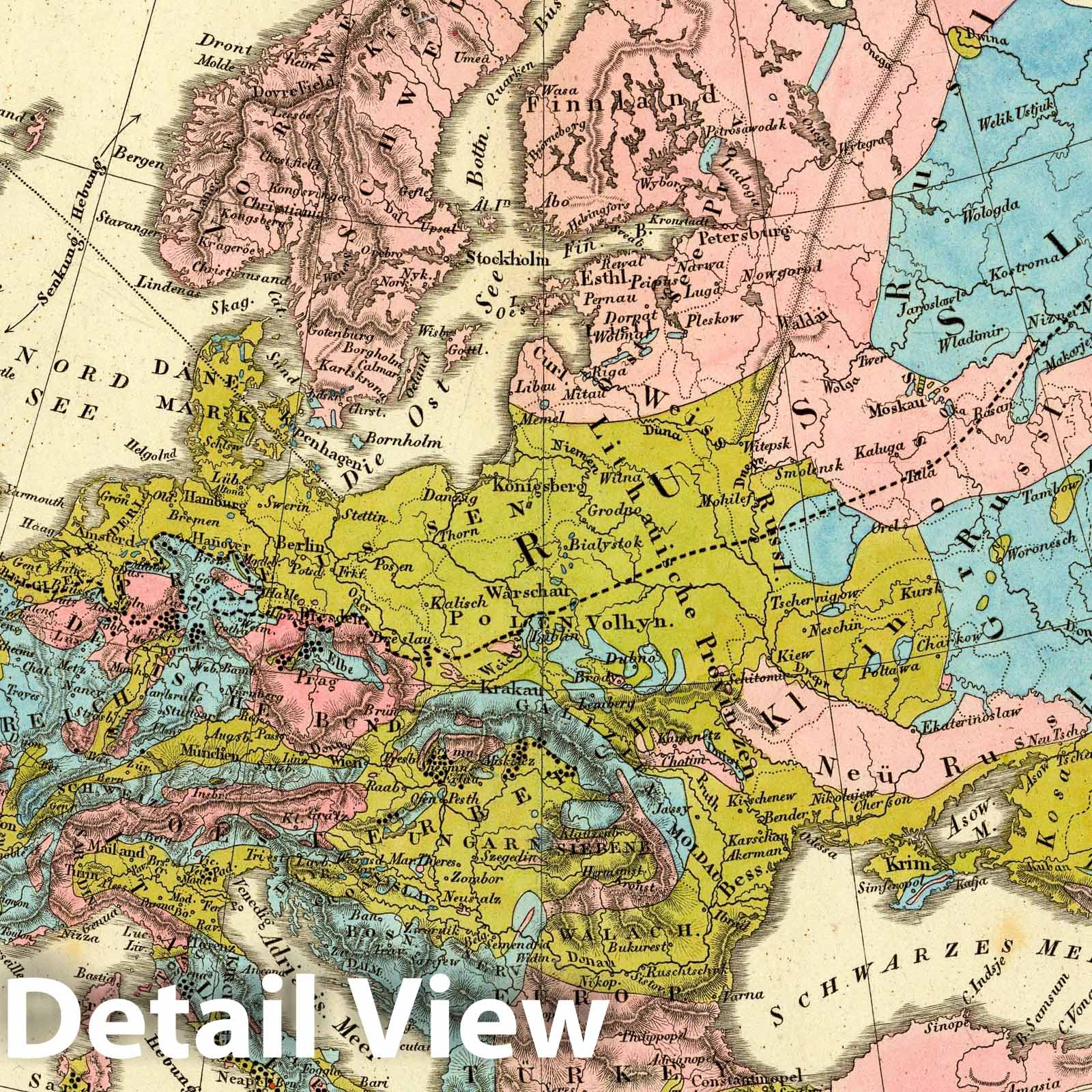 Europe - Geological Map, 1843 - Berghaus Physikalischer Atlas Print