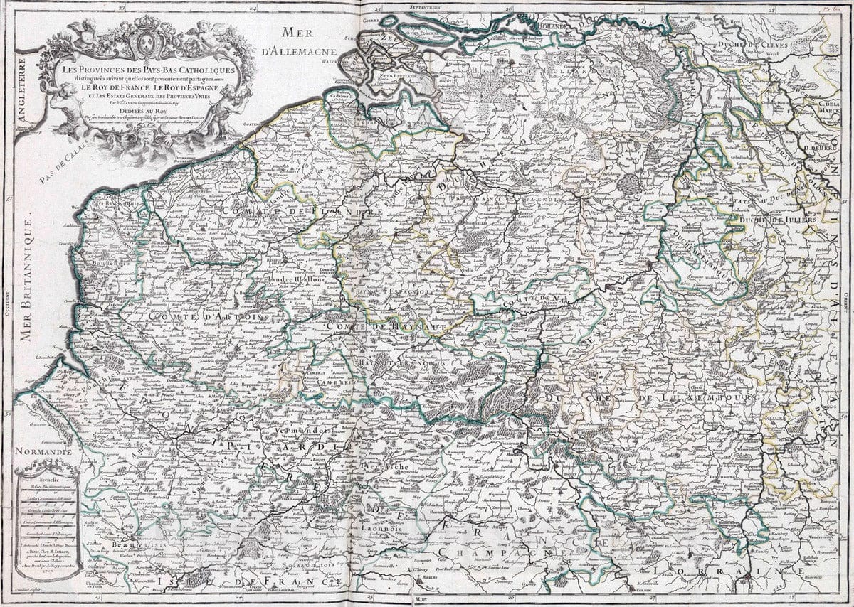 Historic Map : Netherlands, 1804 Les Provinces des Pay-Bas Catholiques. , Vintage Wall Art