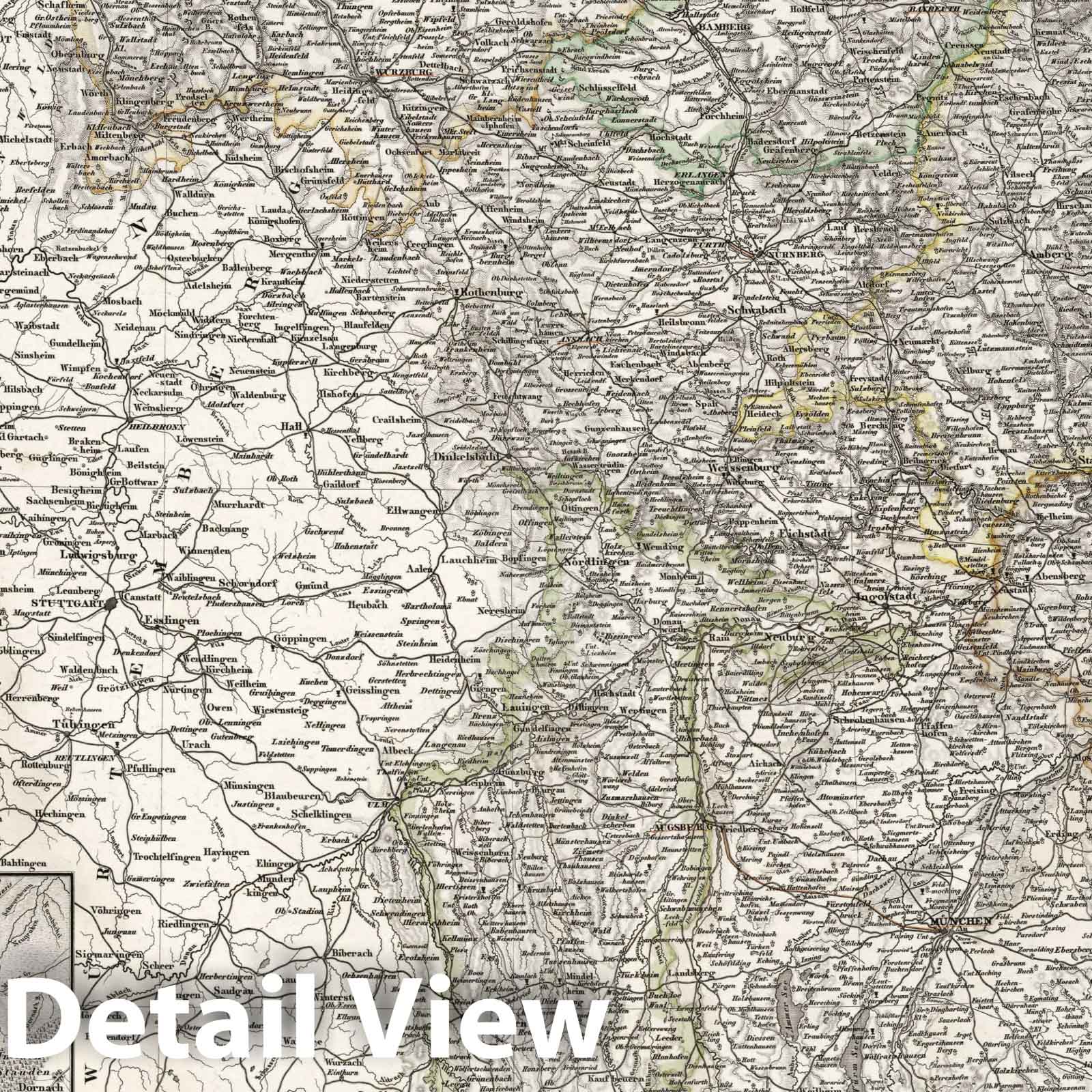 Bavaria, Germany 1839 Historical Map Print