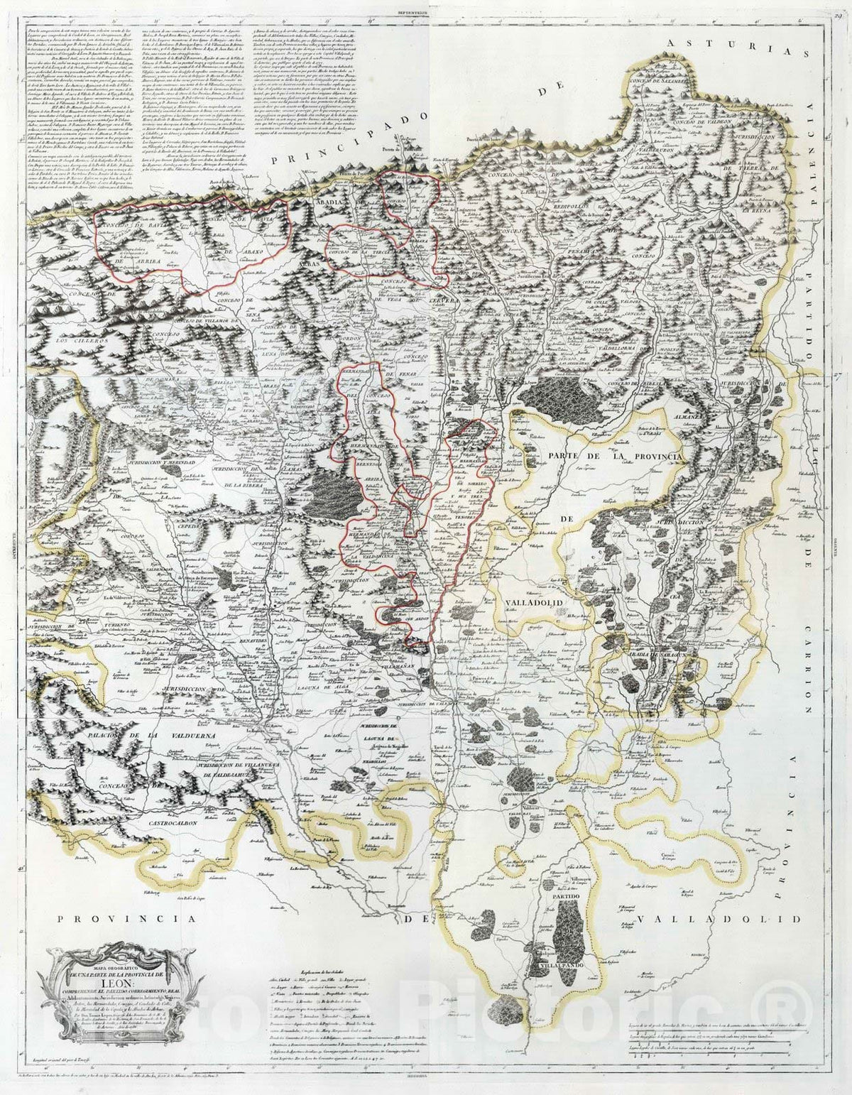 Historic Map : Spain, 1786 Composite map: 24-29. Mapa geografico de una parte de la Provincia de Leon , Vintage Wall Art