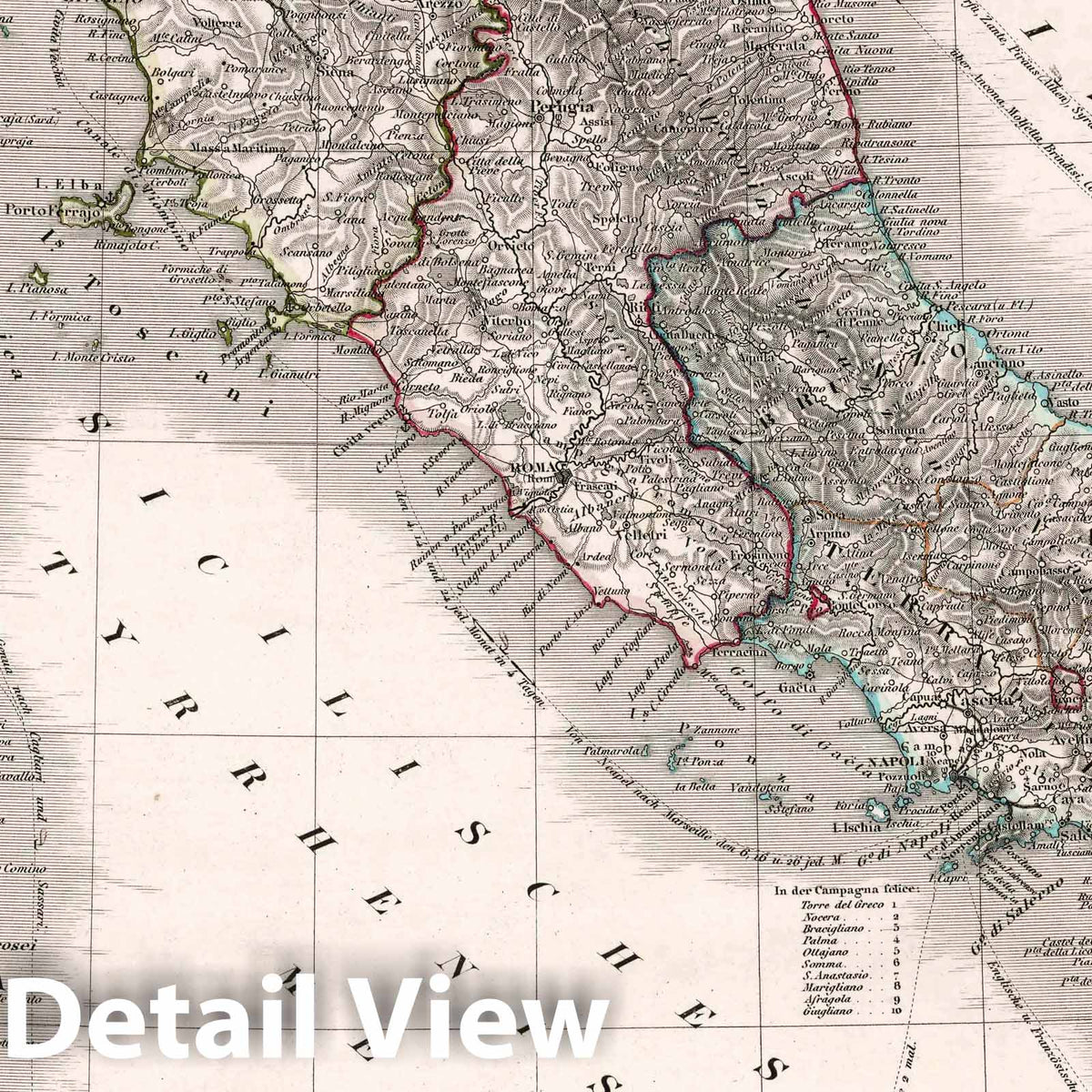 Italy - Railroad Map, 1854 - Historical Map Print