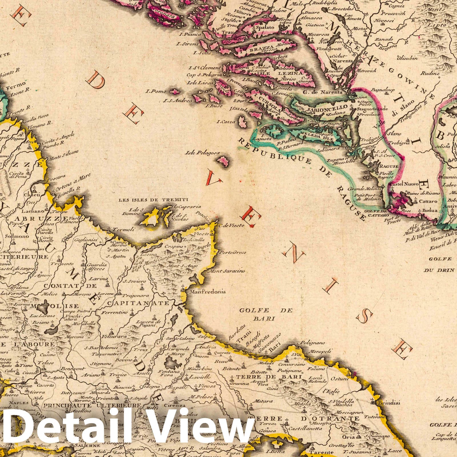 Le Golfe De Venise - 1716 Historical Map Print