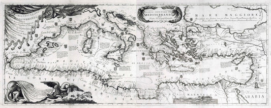 Historic Map : 1693 Composite Map: Mediterraneo. - Vintage Wall Art