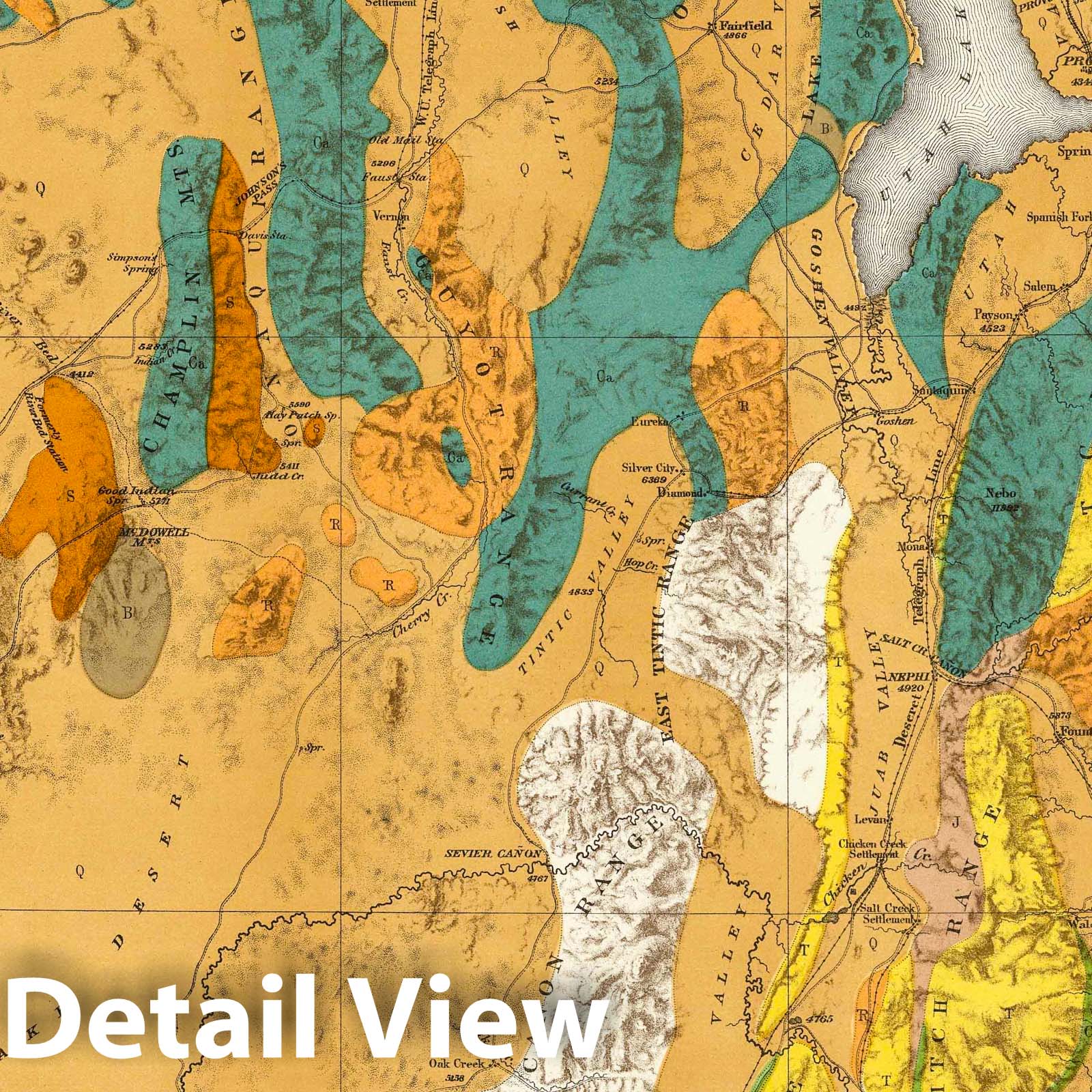 Wheeler Survey: Central and Western Utah - Geologic Map, 1873