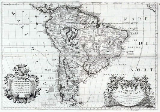 Historic Map : 1693 Composite Map: America Meridionale. - Vintage Wall Art