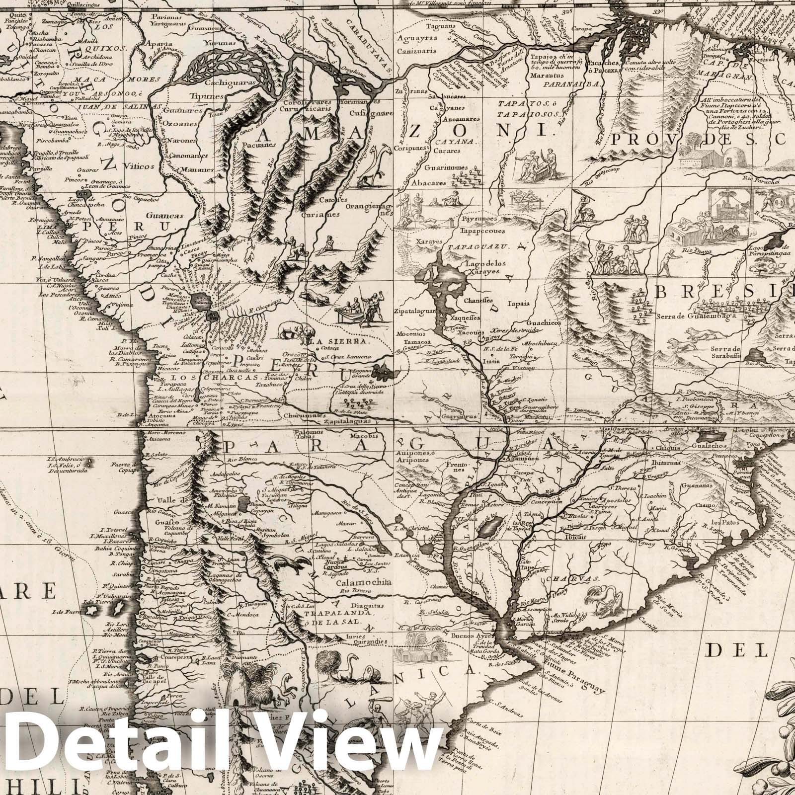 South America - River Map, 1693 - Historical Map Reproduction