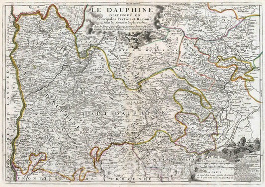 Historic Map : France, Dauphine Region , France 1693 Le Dauphine Distingue en Principales Parties et Regions. , Vintage Wall Art