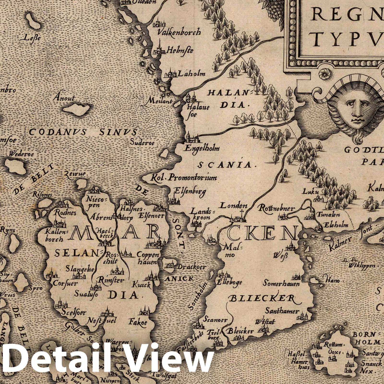 Denmark, 1570 - Historical Map Print from Theatrum Orbis Terrarum