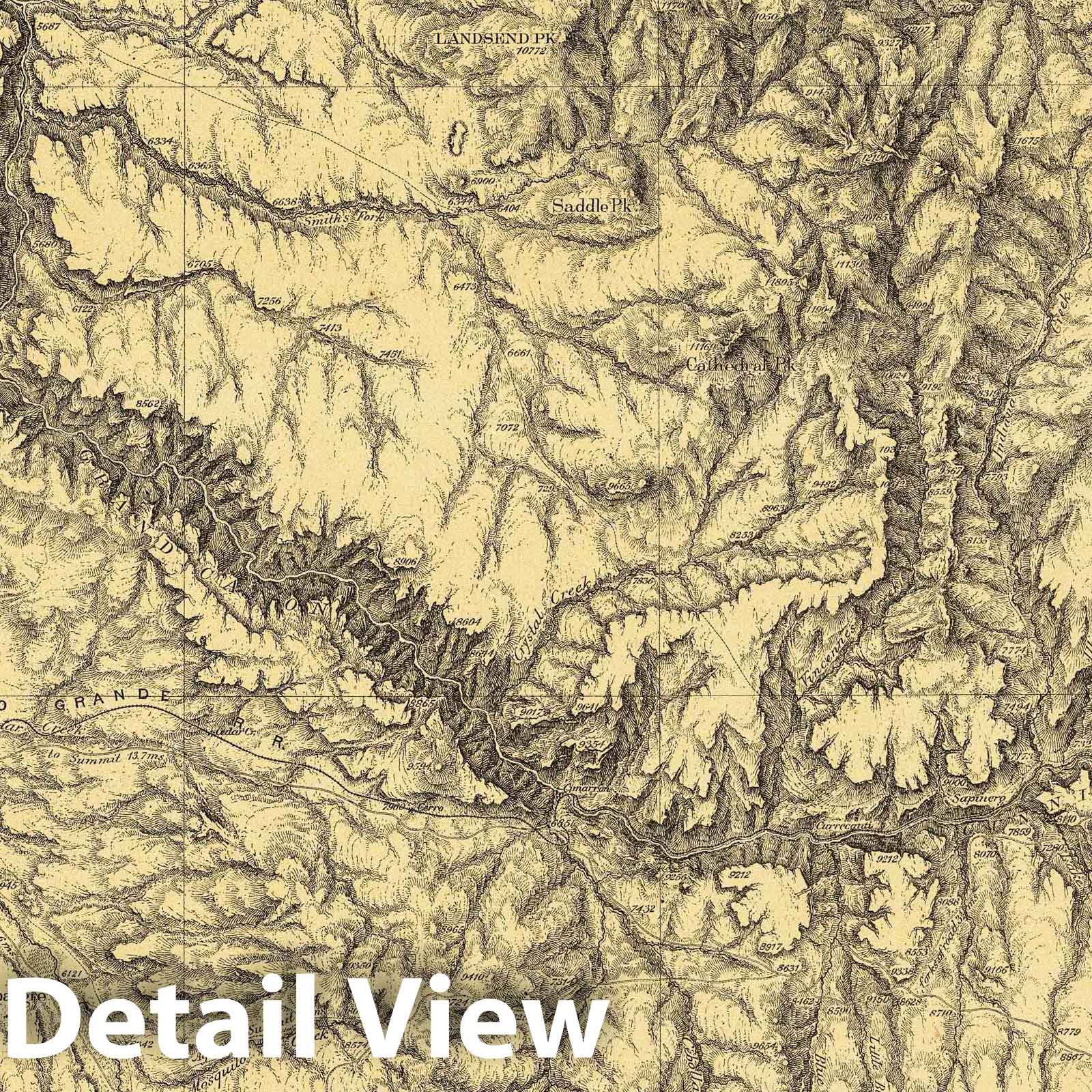 Wheeler Survey: Southwestern Colorado - Plate No. 61A, 1877 - Historical Topographic Map Print