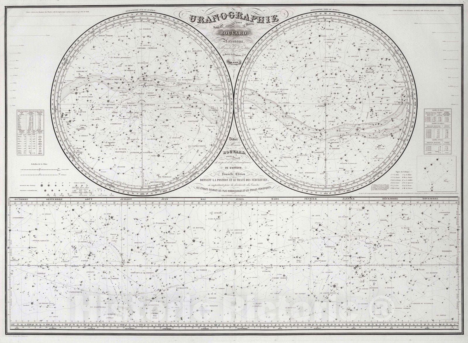 Historic Map : 1876 Uranographie, Astronomie. - Vintage Wall Art