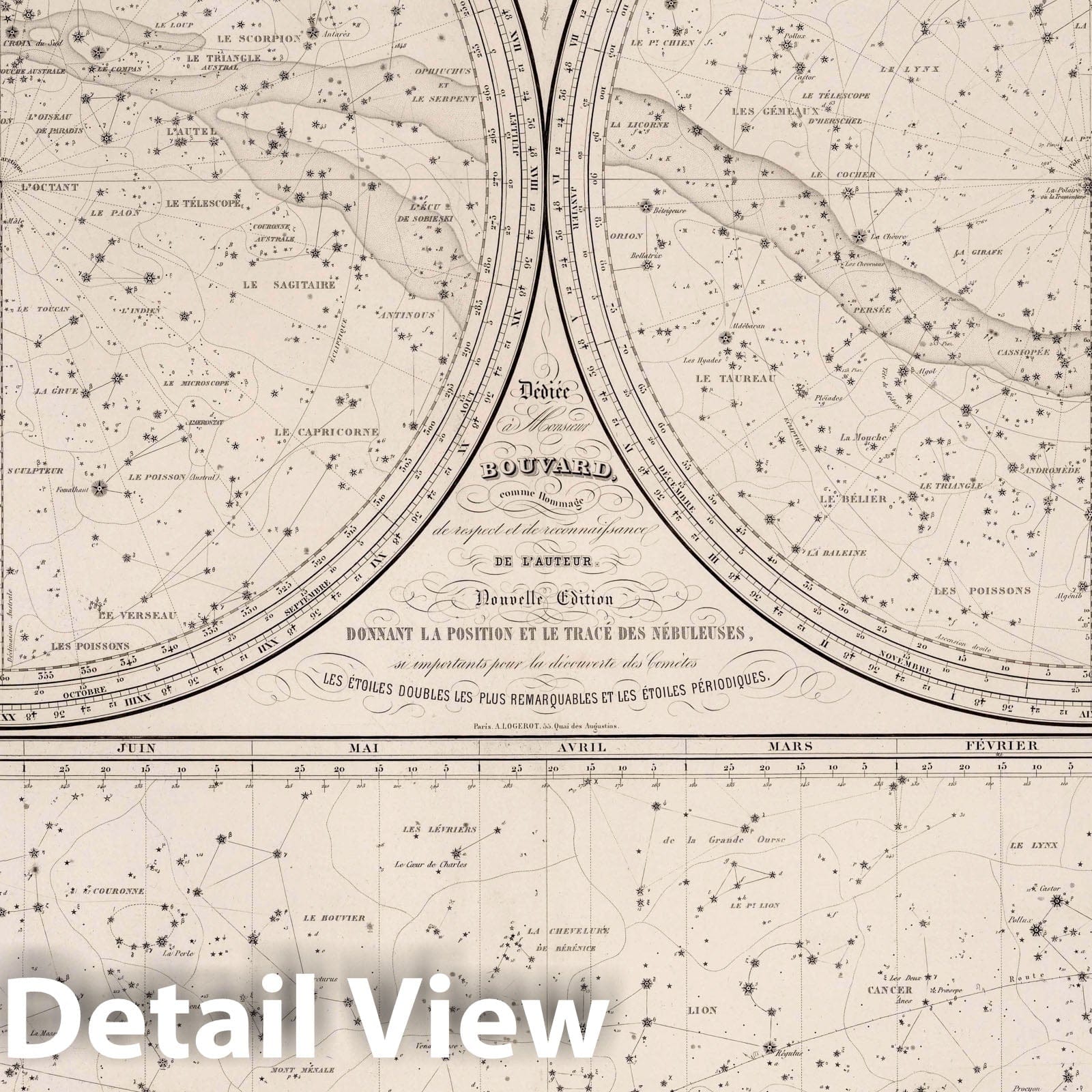 Celestial Map 1876 - Historical Astronomy Star Chart Print