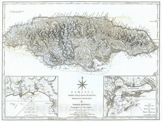 Historic Map : 1775 Jamaica from the latest surveys. - Vintage Wall Art
