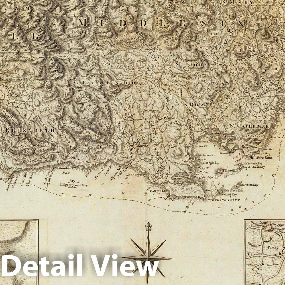 Historic Map : 1775 Jamaica from the latest surveys. - Vintage Wall Art