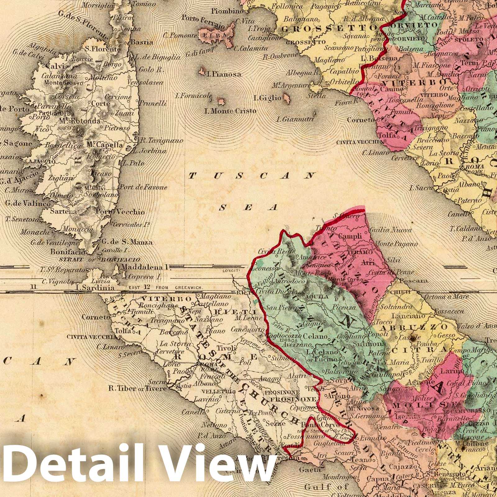 Northern and Southern Italy with Malta, 1860 - Historical Map Print