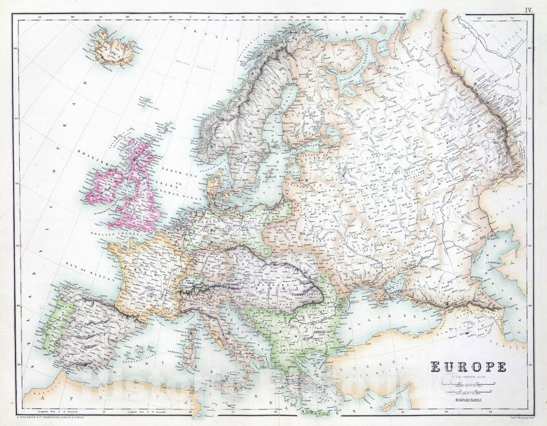 Historic Map : 1872 Europe. - Vintage Wall Art