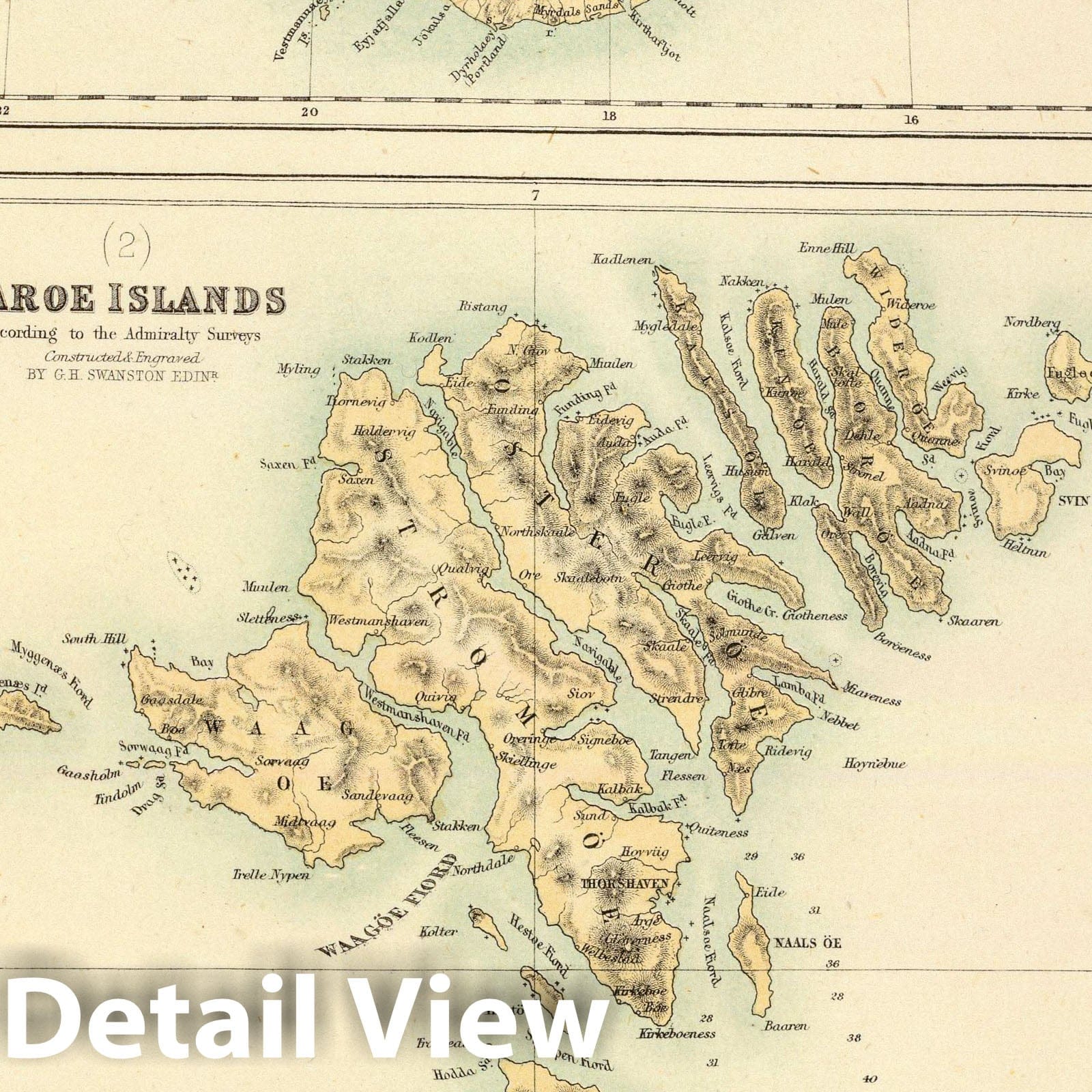 Danish Islands, Iceland, and Faroe Islands - Survey Map, 1872