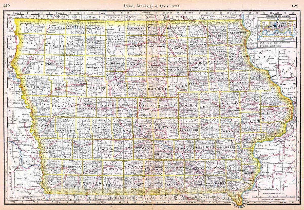 Historic Map : National Atlas - 1879 Iowa. - Vintage Wall Art