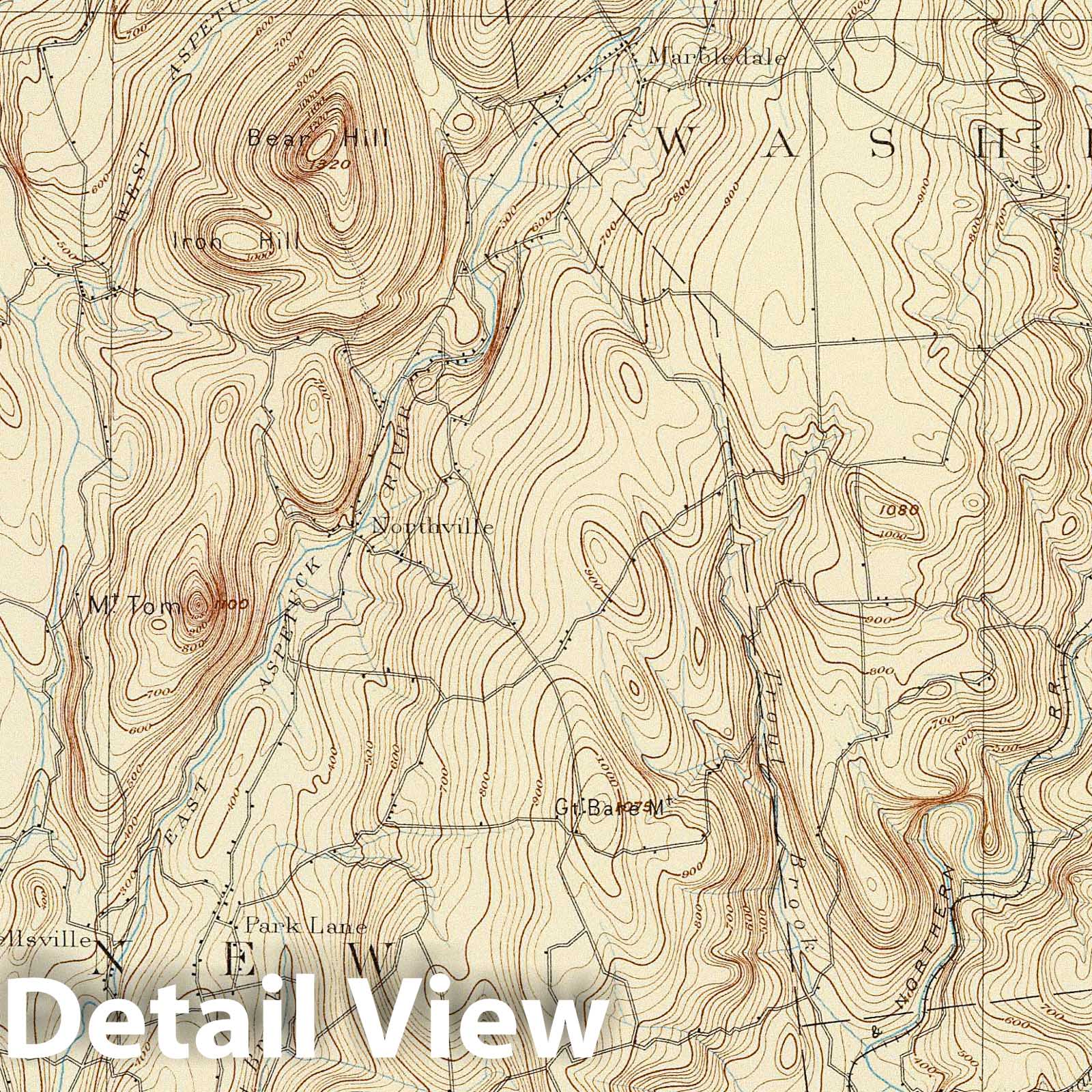 New Milford, Connecticut - Railroad Map, 1893 - Historical Map Print