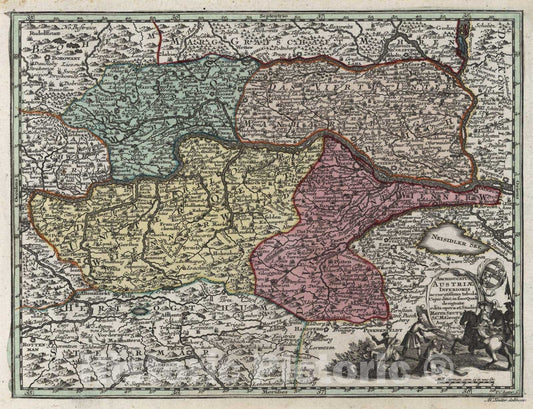 Historic Map : Austria, 1744 Archiducatus Austriae Inferioris , Vintage Wall Art