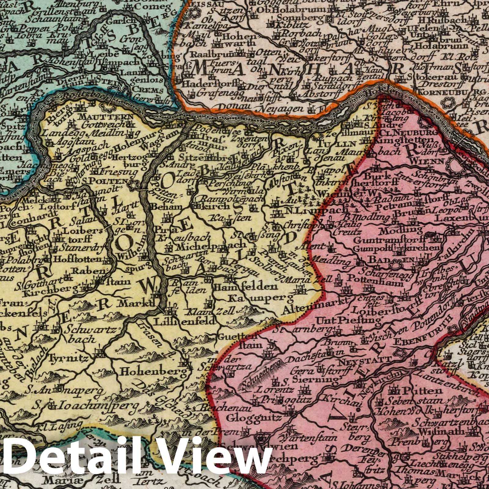 Historic Map : Austria, 1744 Archiducatus Austriae Inferioris , Vintage Wall Art