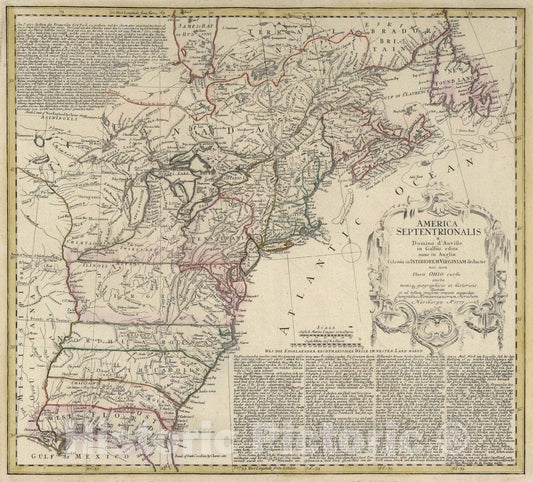 Historic Map : United States, 1777 America Septentrionalis. , Vintage Wall Art