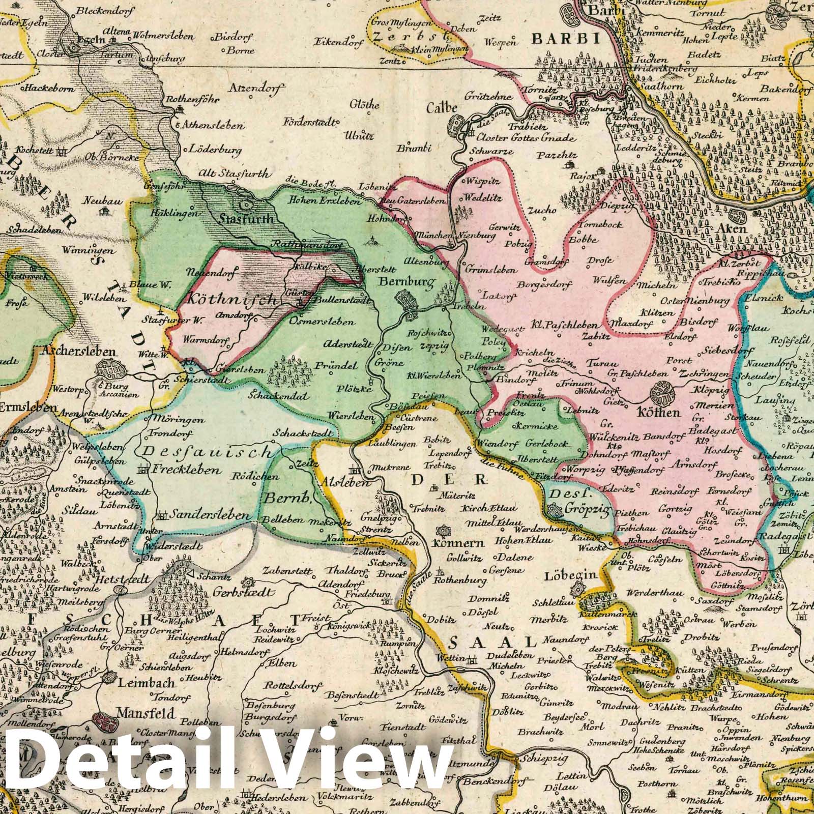 Anhalt and Neighboring Regions - River Map, 1753 - Historical Map Print