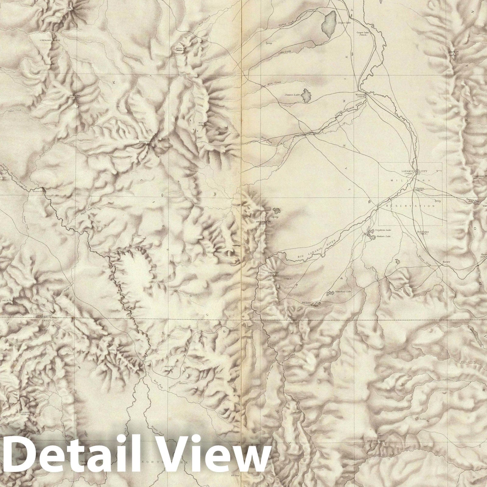 Rocky Mountains, Wyoming - Railroad Map, 1876