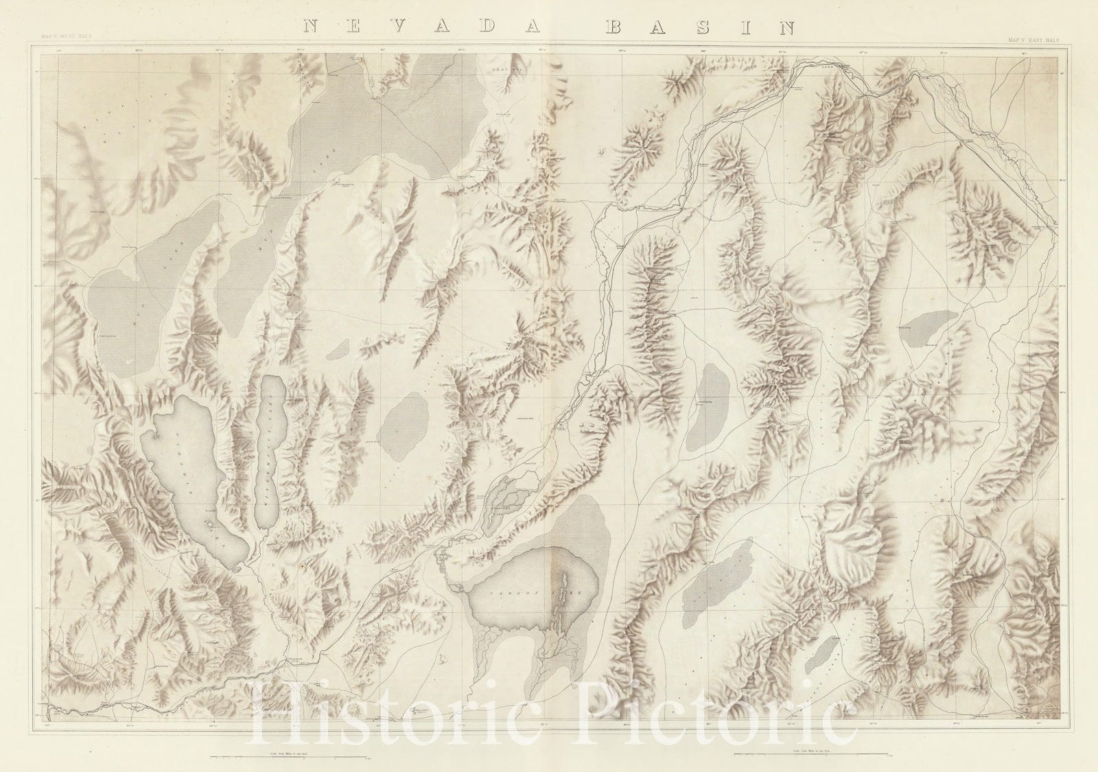 Historic Map : Geologic Atlas - 1876 Nevada Basin. (Topographical) - Vintage Wall Art