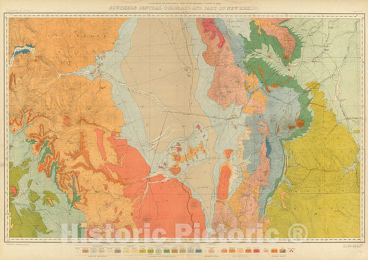Historic Map : 1881 Southern Central Colorado and Part of New Mexico. v2 - Vintage Wall Art