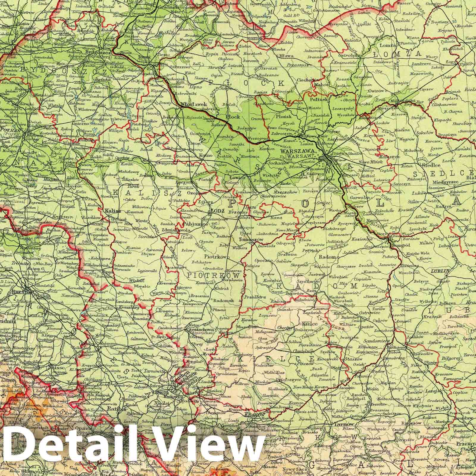 Poland and Czechoslovakia - Survey Map, 1922 - Historical Map Print