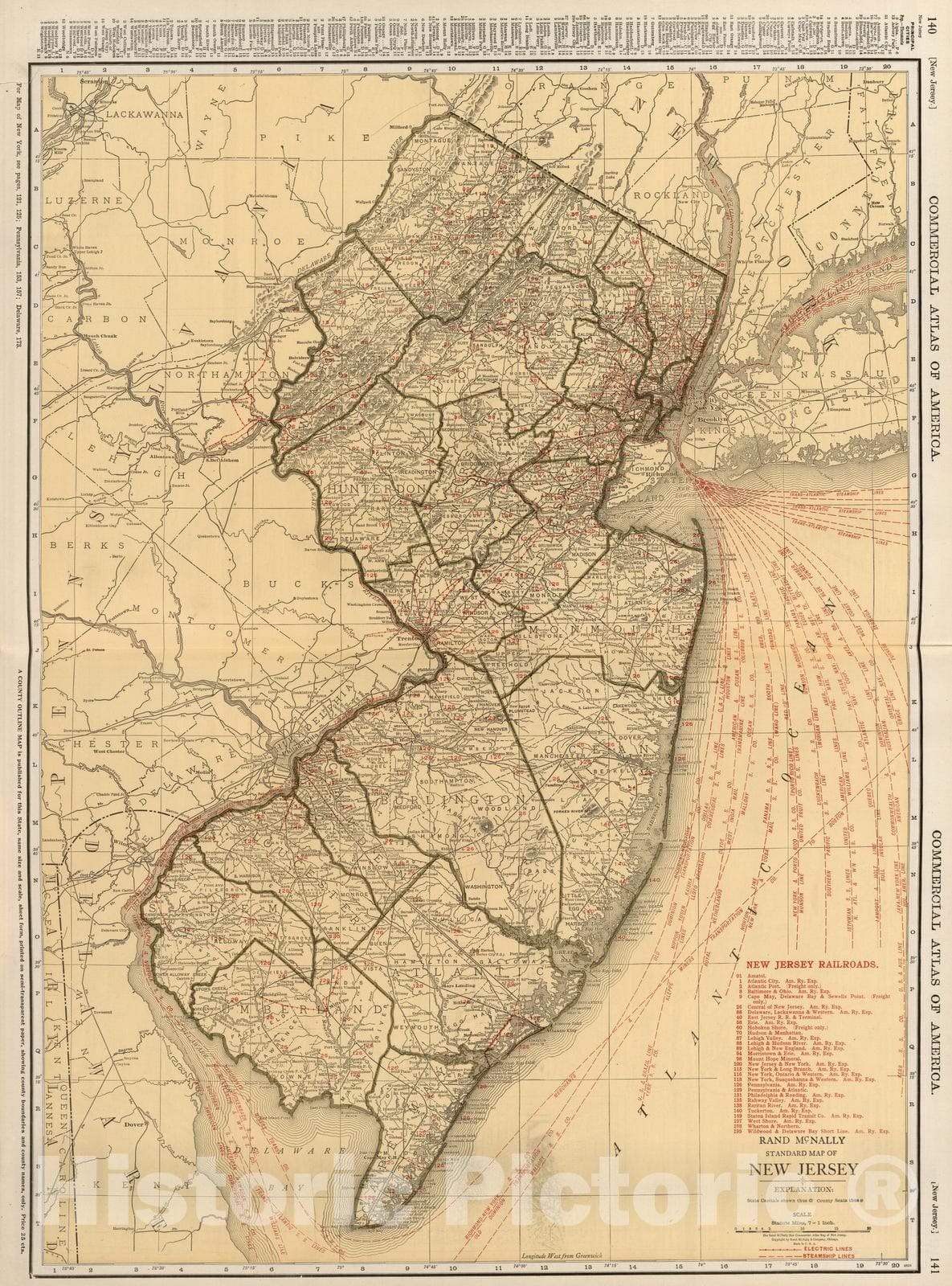Historic Map : 1924 New Jersey. v1 - Vintage Wall Art